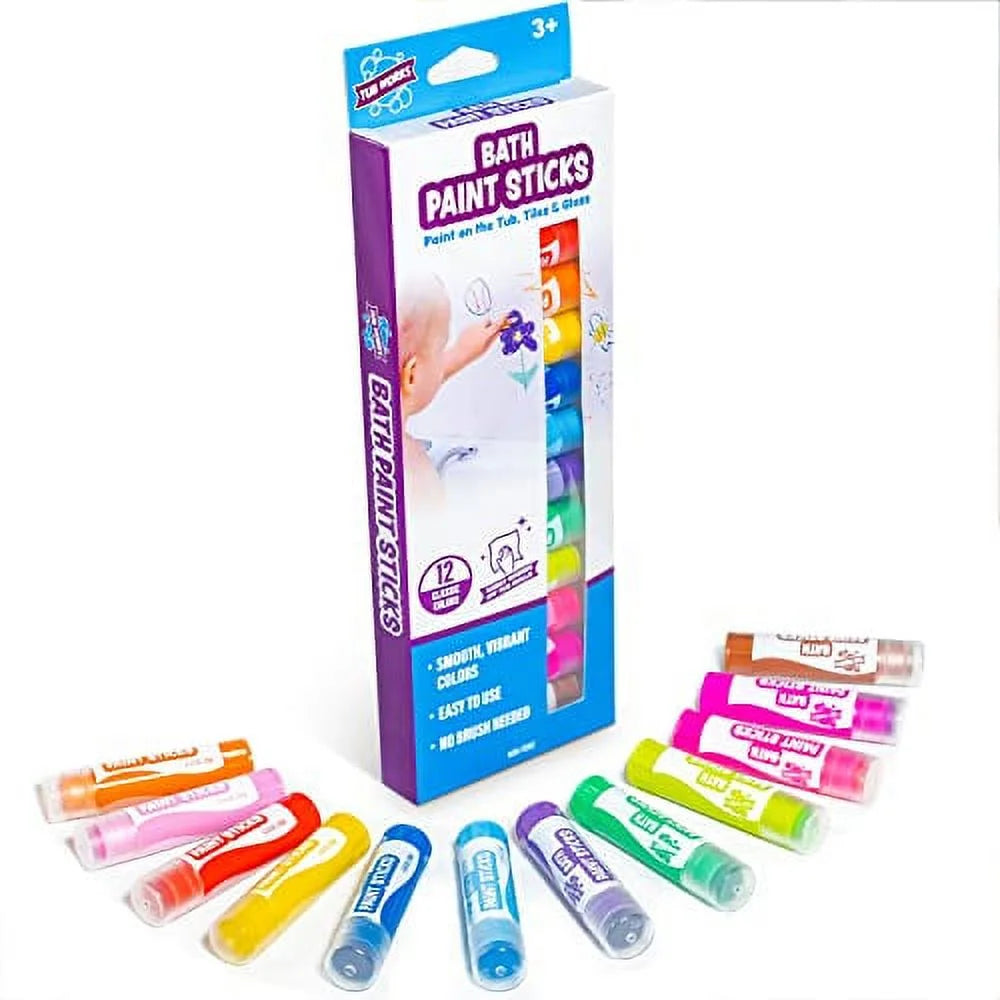 Bath Paint Sticks Bath Toy, 12 Count Nontoxic Washable Bathtub Paint for Kids & Toddlers