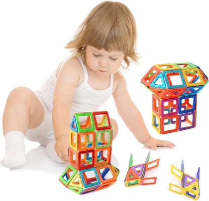 30 Piece Set Multicolored and Shaped Magnetic Building Blocks-Educational Magnetic Toys-Kids Toys for Cognitive Development for Children above 3 Years-Best Gift for Children