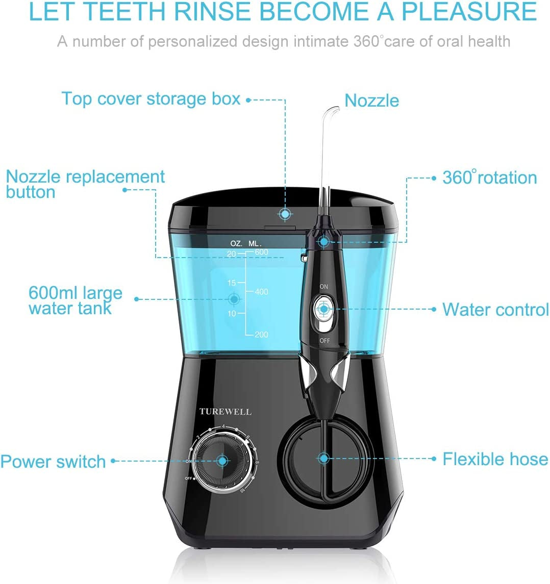 Water Flossing Oral Irrigator, 600ML Dental Water Teeth Cleaner 10 Adjustable Pressure, Electric Oral Flosser for Teeth/Braces