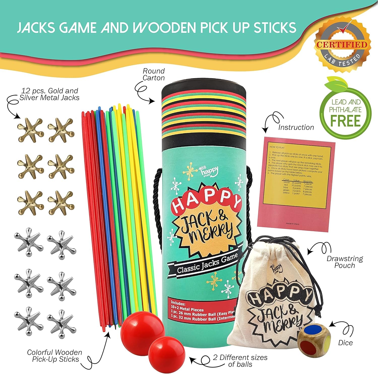 Jacks Game with Ball Classic and Pick up Sticks