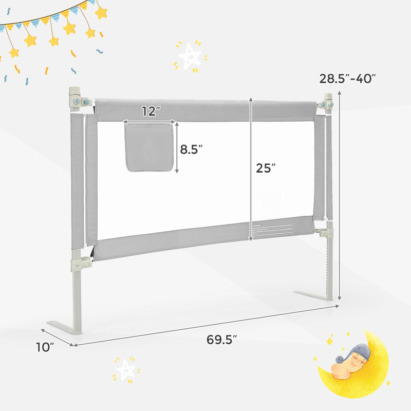 Safety Bed Rail Guard with Lock, 57 Inch