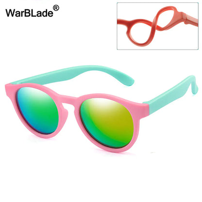 Warblade round Polarized Kids Sunglasses Silicone Flexible Safety Children Sun Glasses Fashion Boys Girls Shades Eyewear UV400