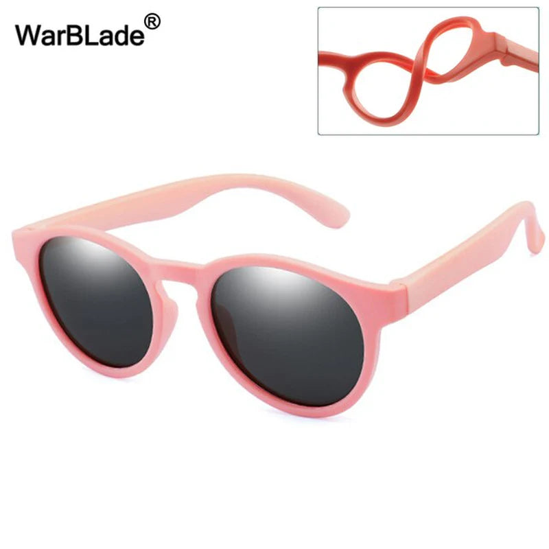 Warblade round Polarized Kids Sunglasses Silicone Flexible Safety Children Sun Glasses Fashion Boys Girls Shades Eyewear UV400