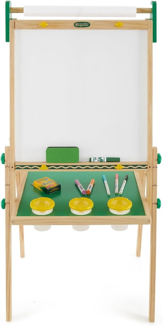 Art Easel for Kids, 2-In-1 Dry Erase Board & Chalkboard