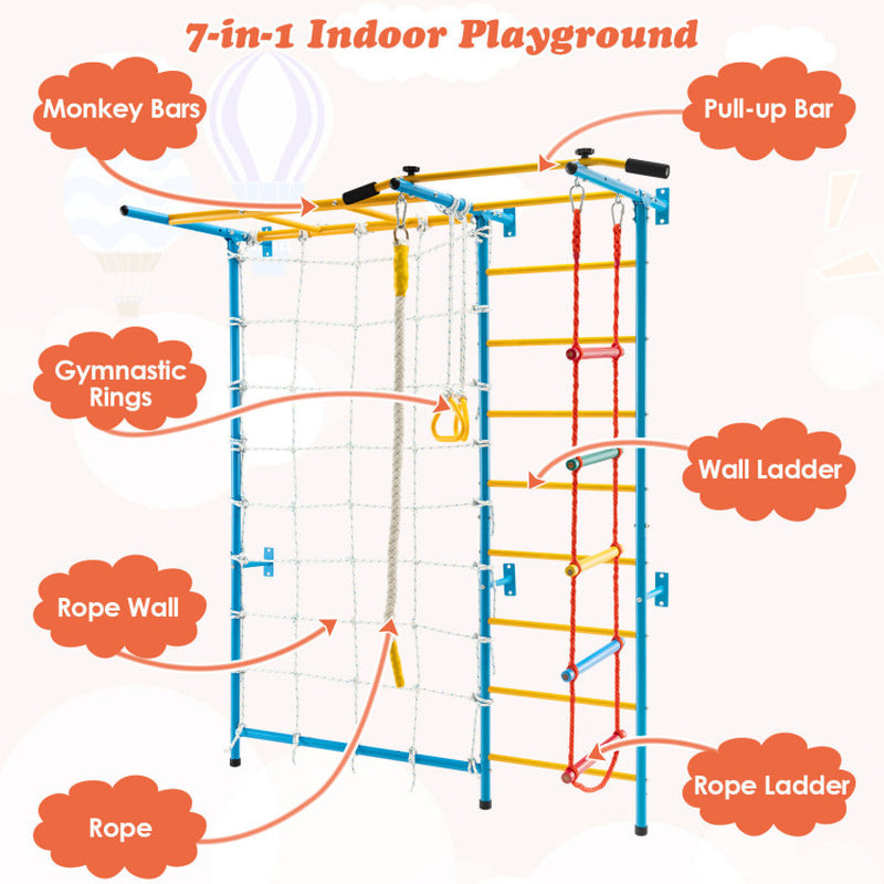 7 in 1 Kids Indoor Gym Playground Wall Ladder