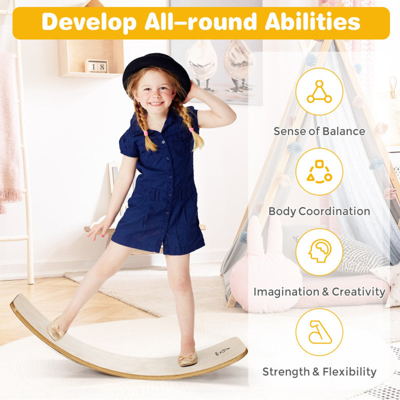 35 Inch Wooden Balance Board for Kids and Adults Support 660 Lbs