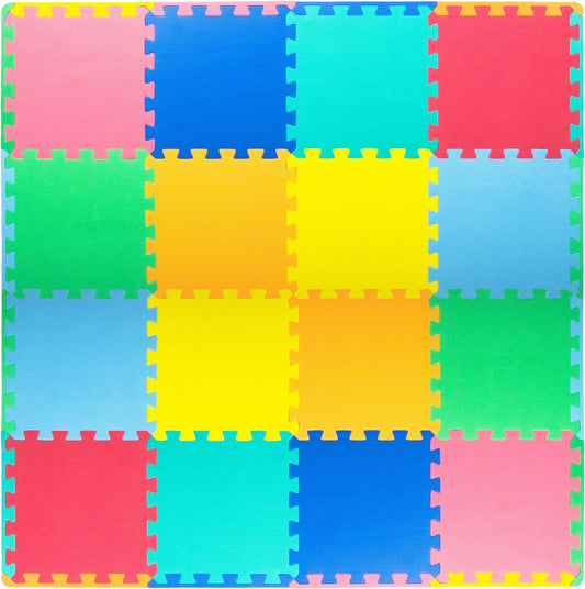 Floor Play Mat, Foam, 36 or 16 Interlocking Tiles, Assorted Colors